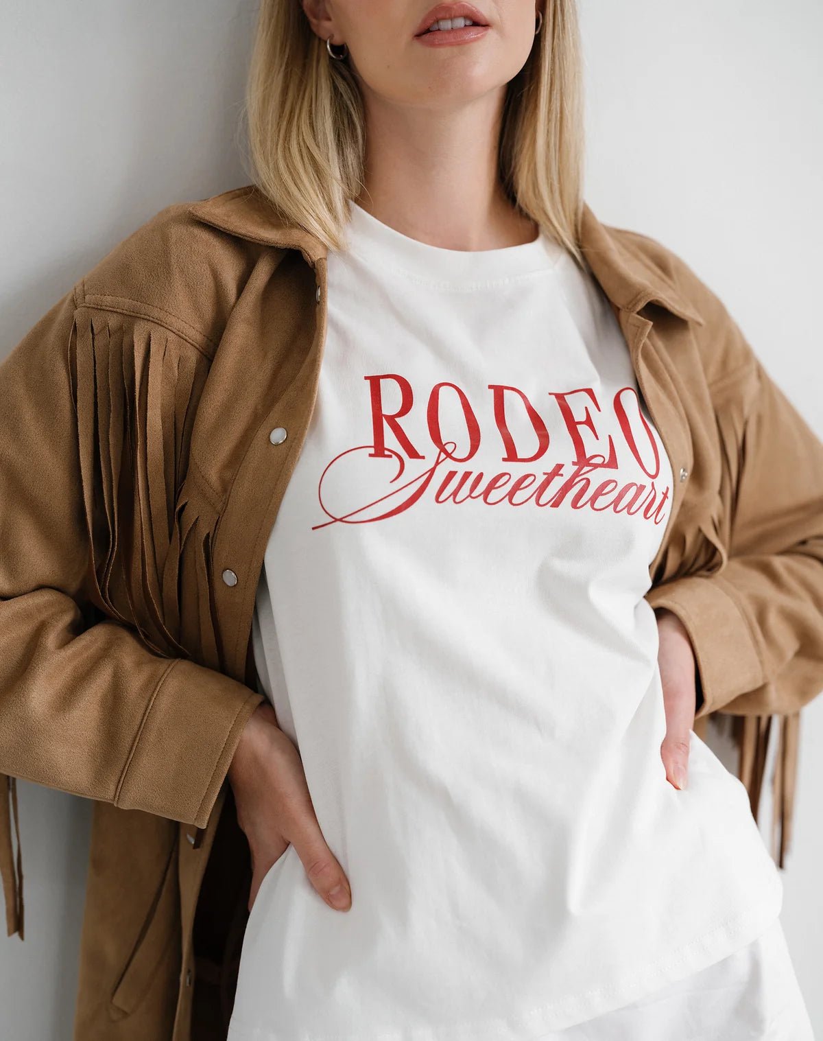 "Rodeo Sweetheart" Boxy Tee - White - UnLaced Boutique