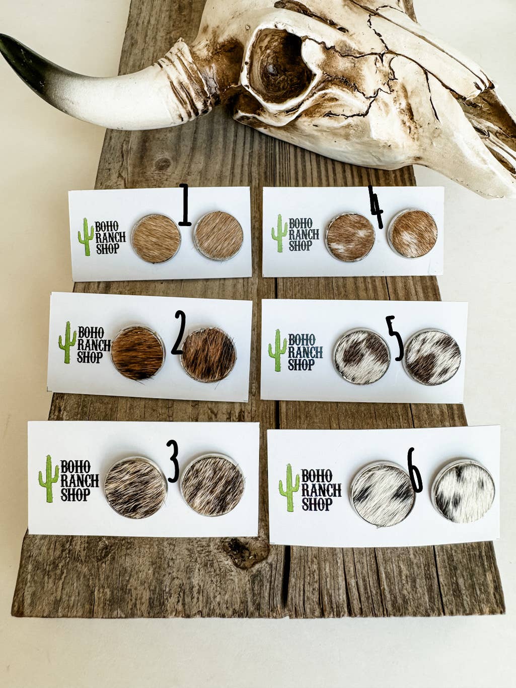 ROUND COWHIDE STUDS stud earrings - Genuine Leather Cowhide - UnLaced Boutique