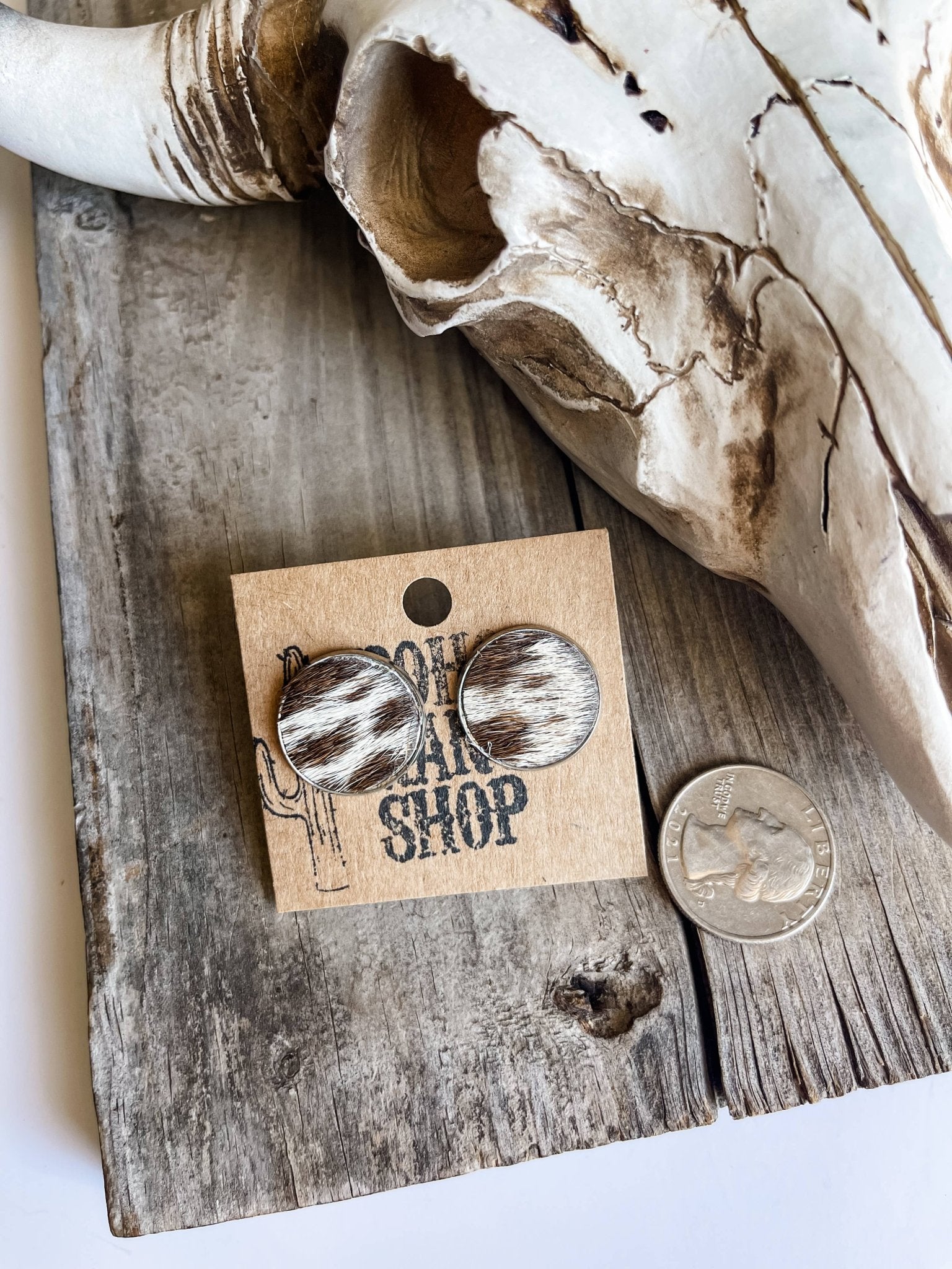 ROUND COWHIDE STUDS stud earrings - Genuine Leather Cowhide - UnLaced Boutique
