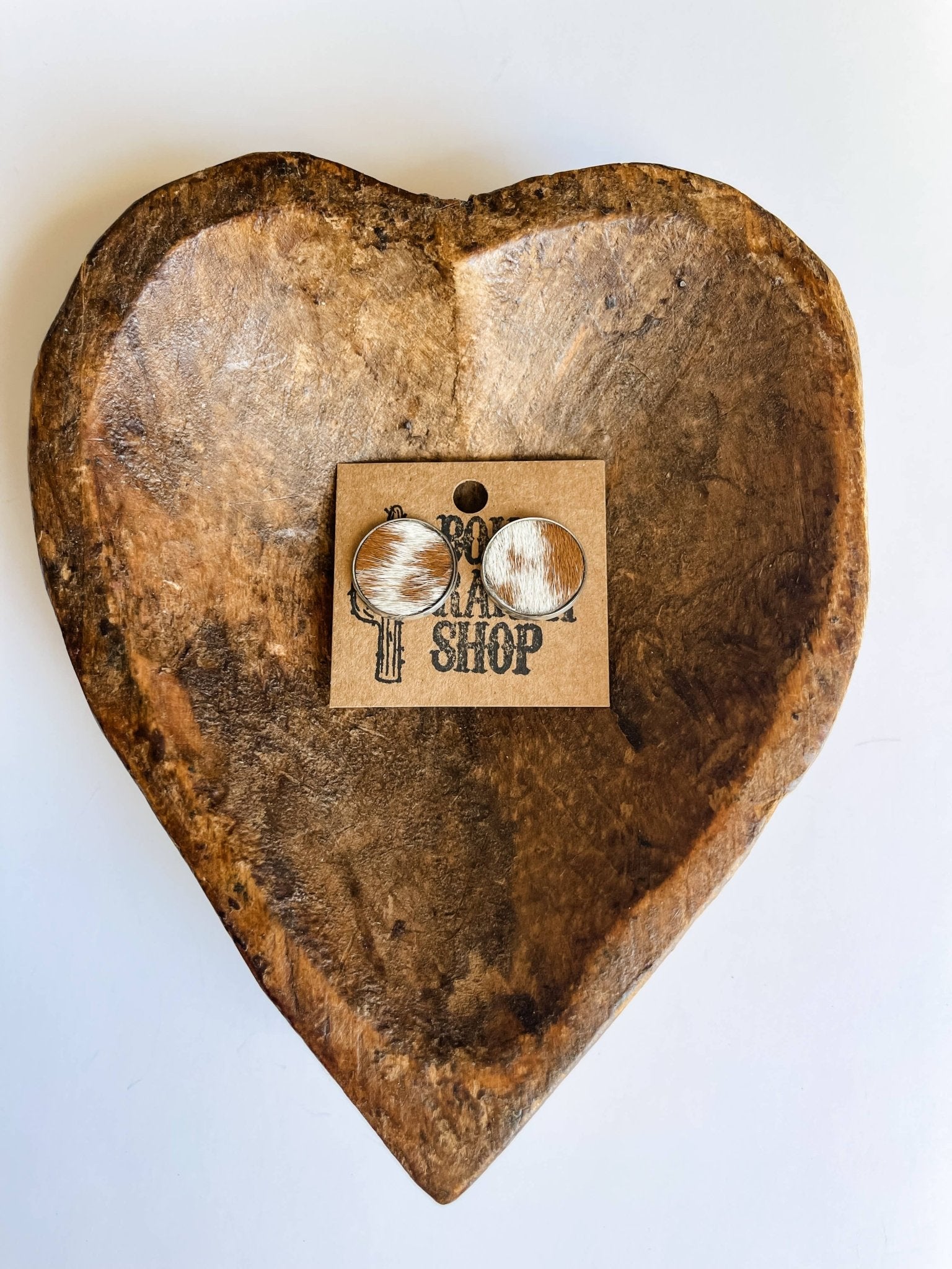 ROUND COWHIDE STUDS stud earrings - Genuine Leather Cowhide - UnLaced Boutique