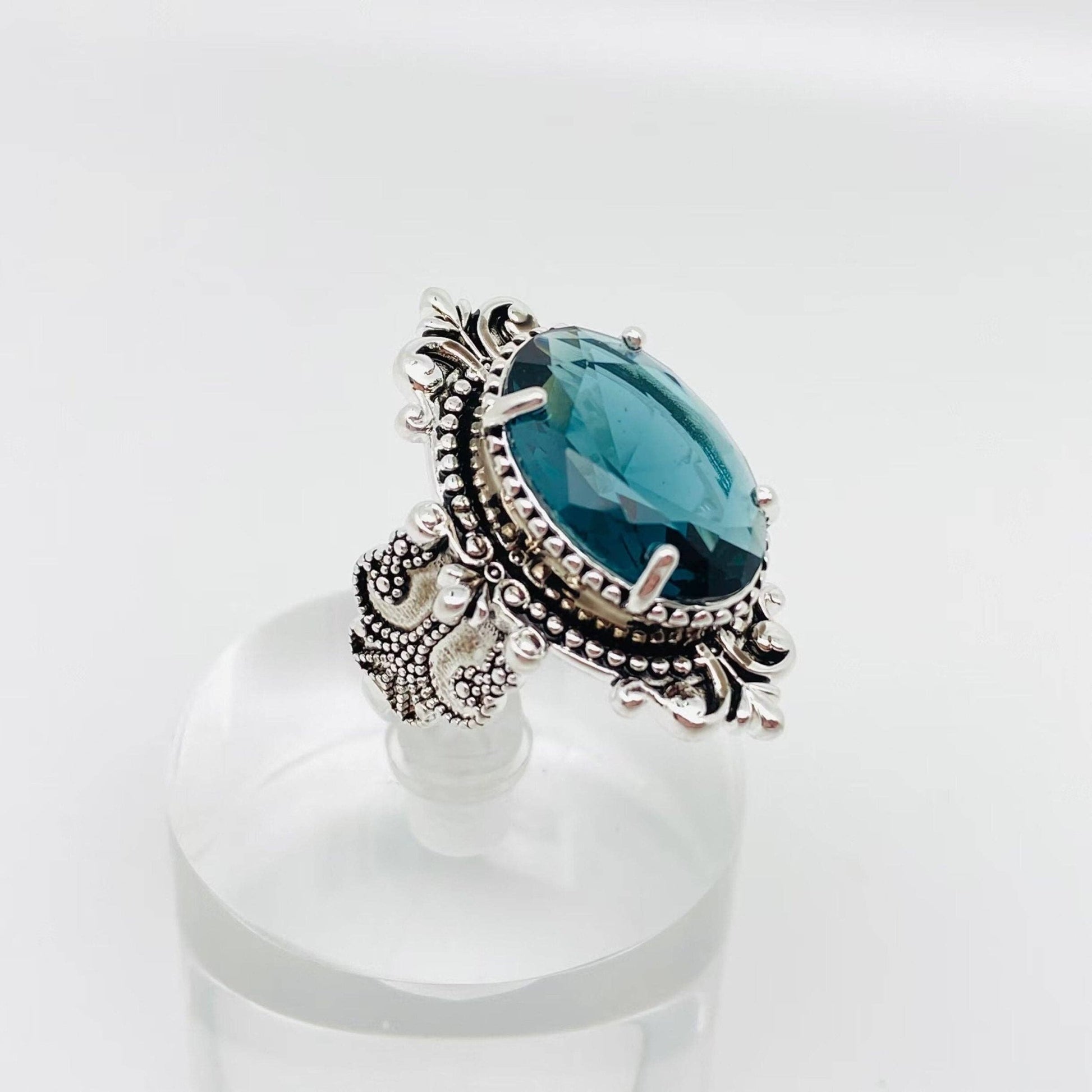 Sea Blue Goose Egg Shaped Glass Ring - UnLaced Boutique