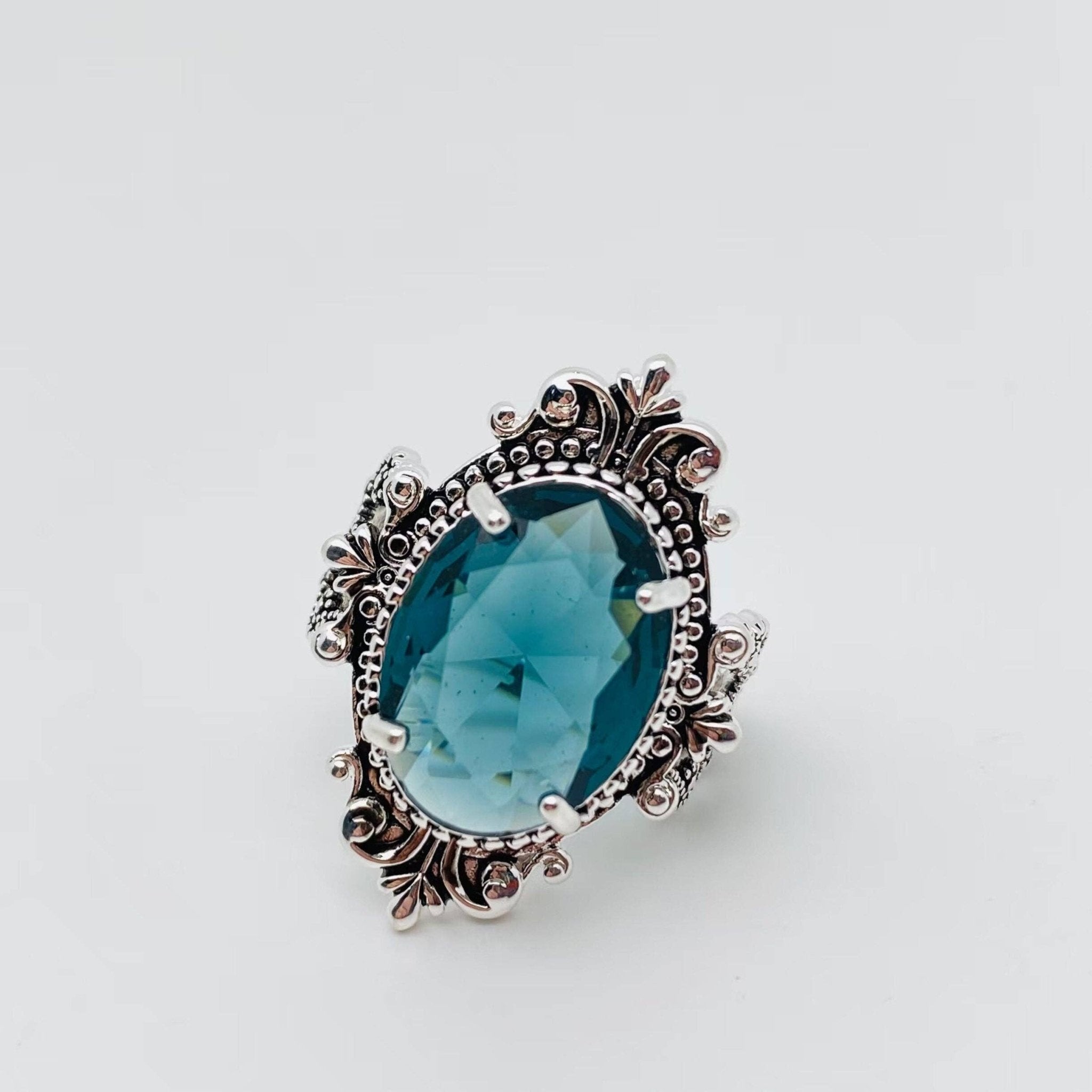 Sea Blue Goose Egg Shaped Glass Ring - UnLaced Boutique