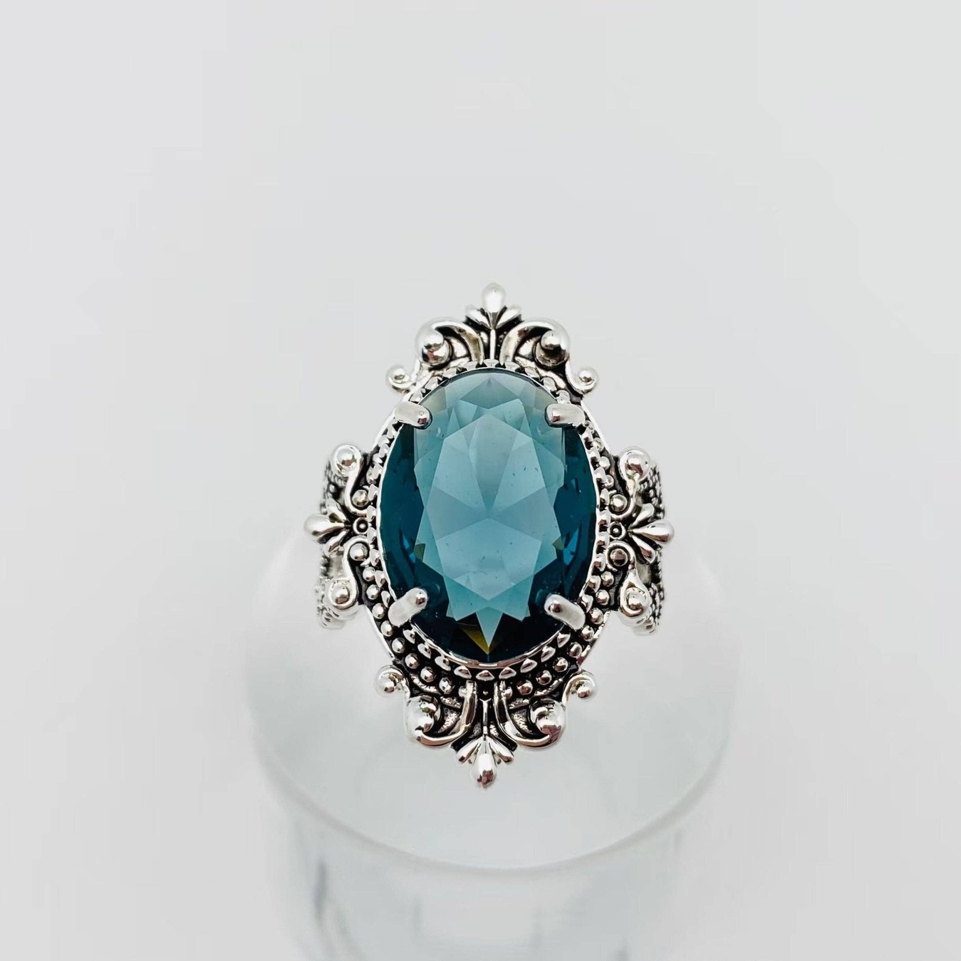 Sea Blue Goose Egg Shaped Glass Ring - UnLaced Boutique