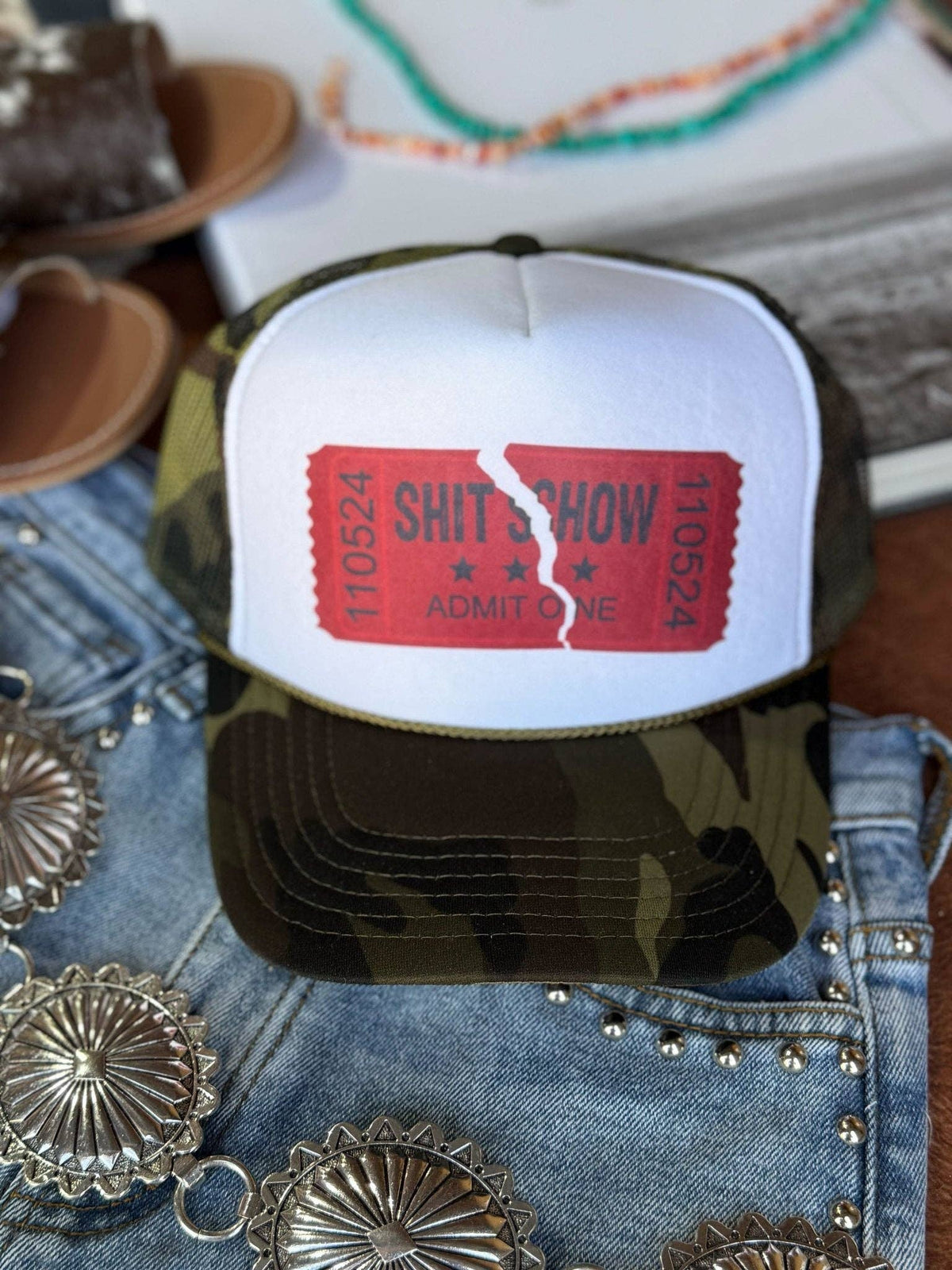 Shitshow Trucker Hat - Camo & White - UnLaced Boutique