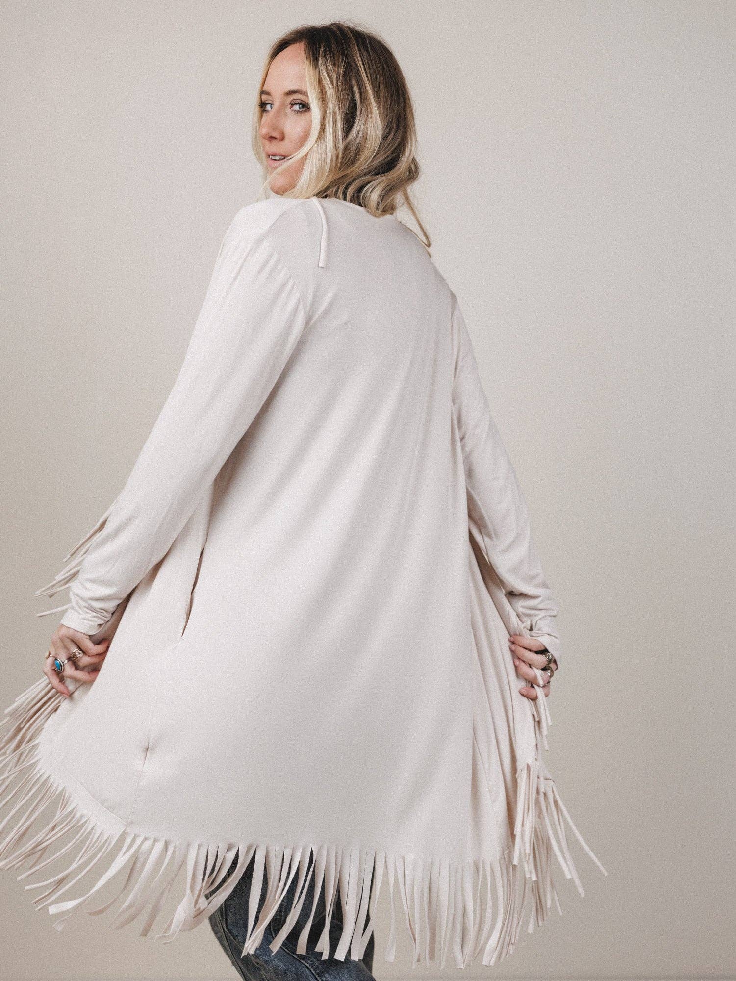 Showstopper Fringe Cardigan - Oat - UnLaced Boutique