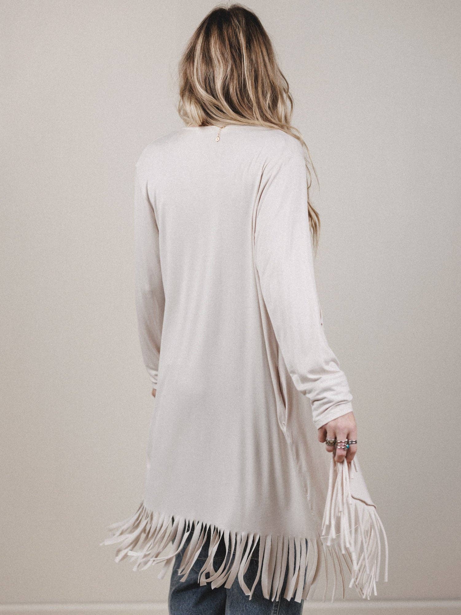 Showstopper Fringe Cardigan - Oat - UnLaced Boutique