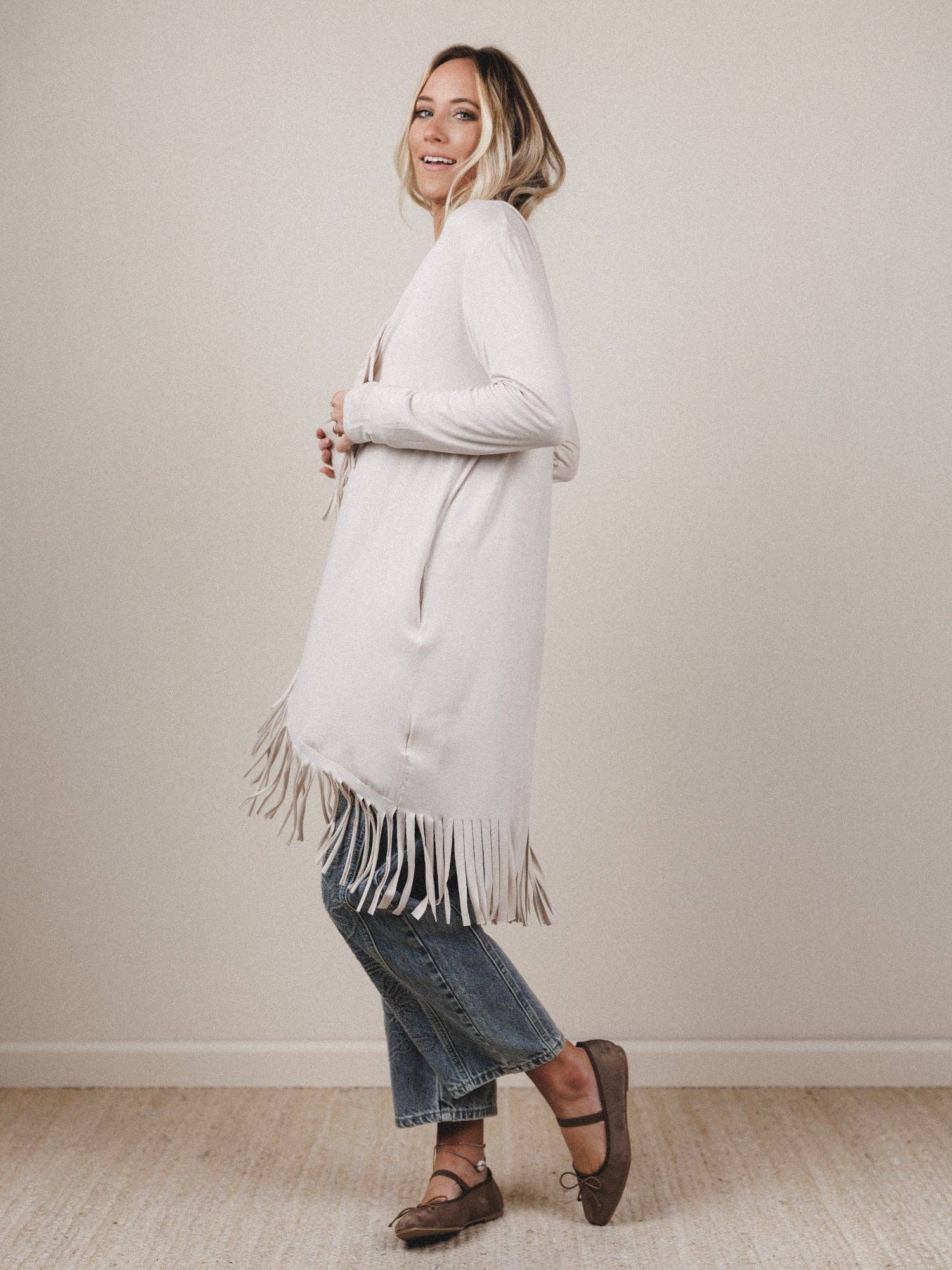Showstopper Fringe Cardigan - Oat - UnLaced Boutique