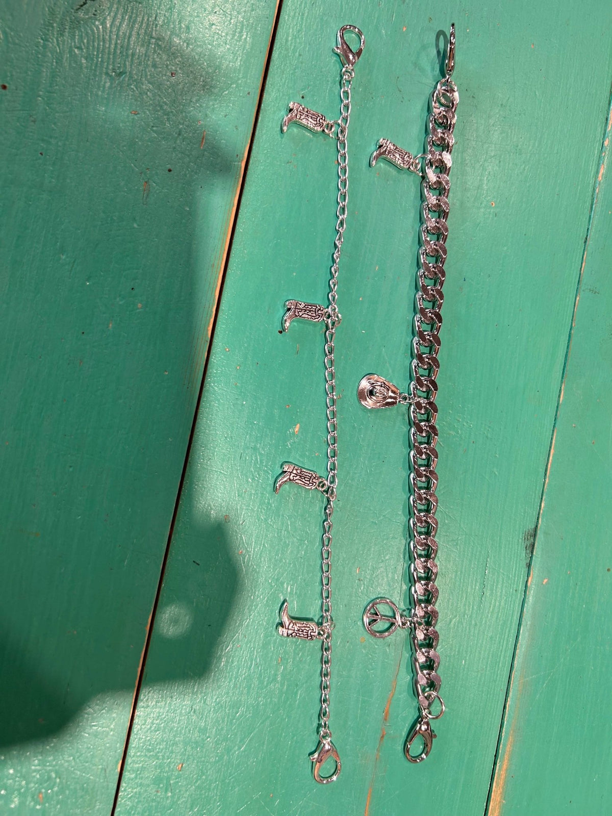 Silver Cowboy Boot Trucker Hat Chain | Hat Band | Hat Chain - UnLaced Boutique