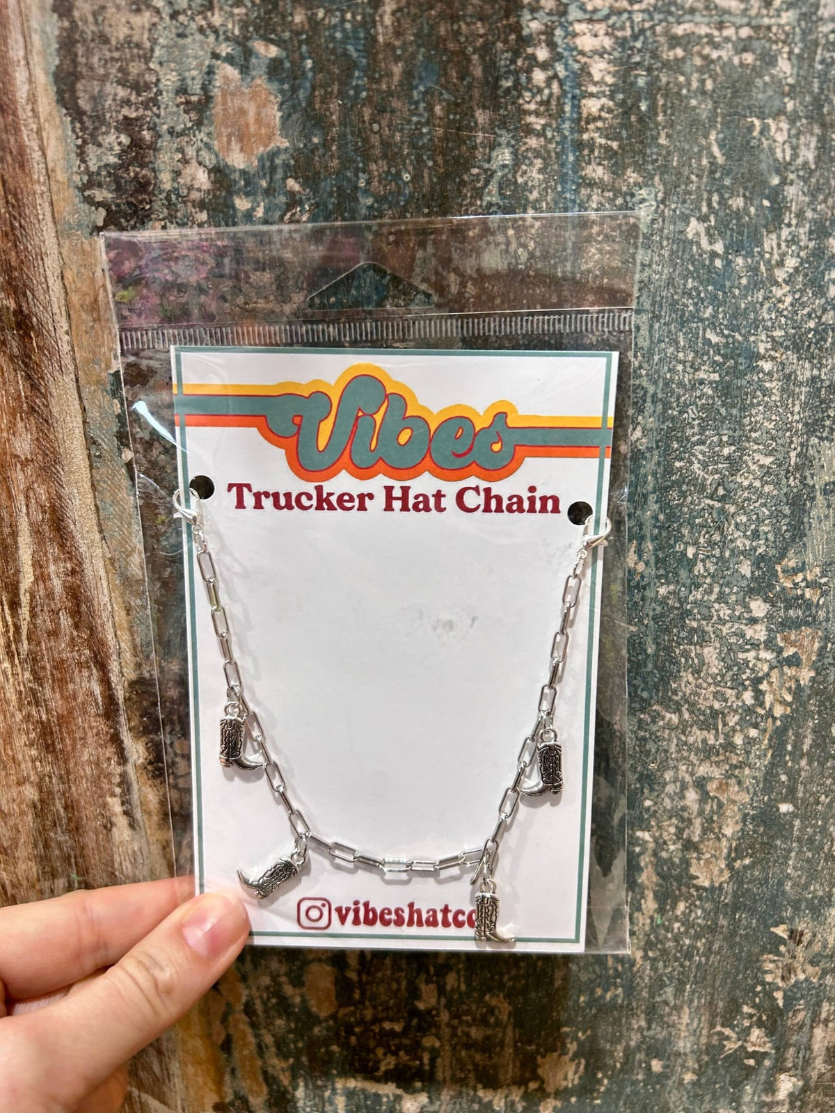 Silver Cowboy Boot Trucker Hat Chain | Hat Band | Hat Chain - UnLaced Boutique