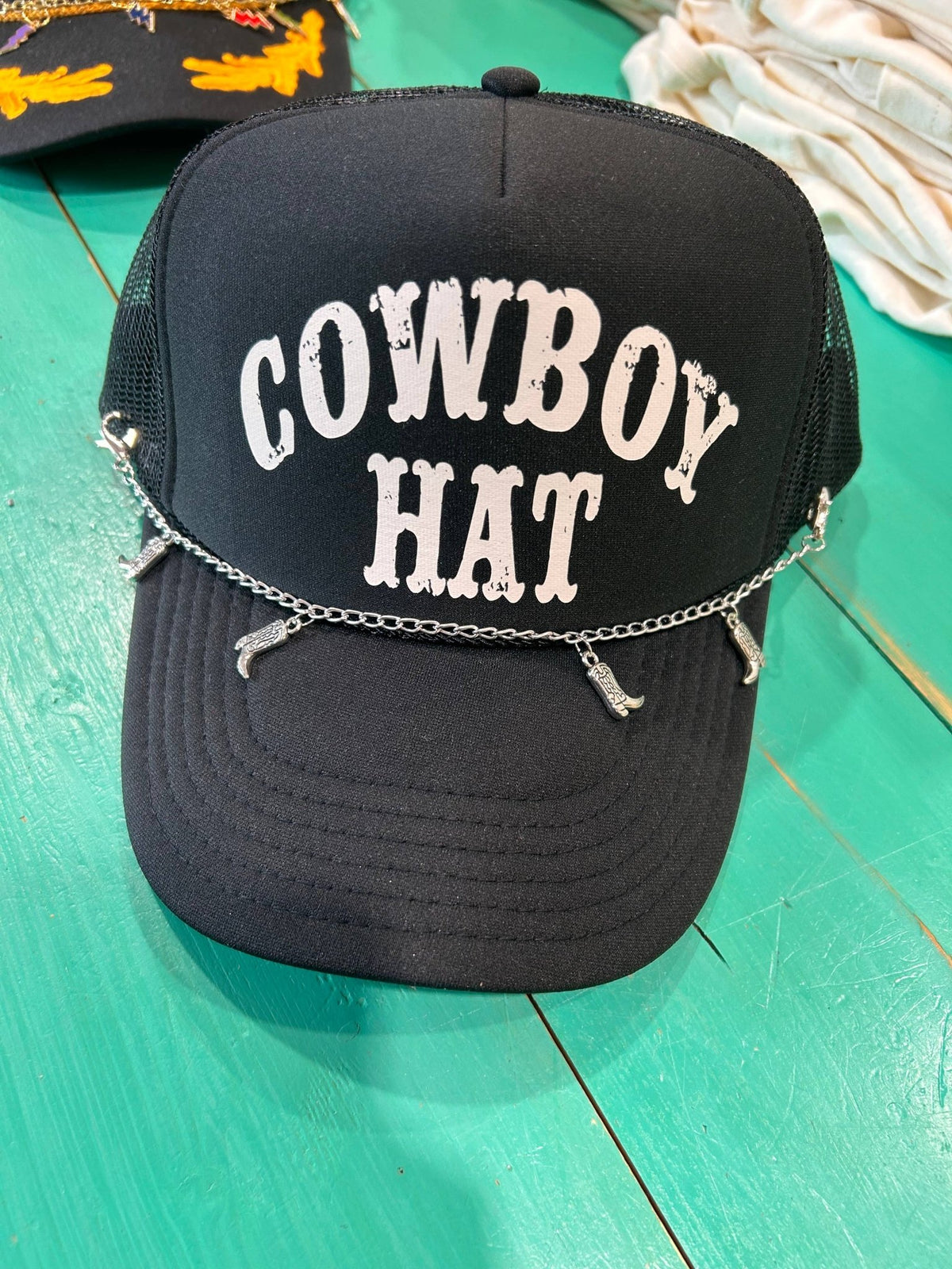 Silver Cowboy Boot Trucker Hat Chain | Hat Band | Hat Chain - UnLaced Boutique