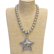 Silver Metal Star Pendant on Faux Navajo Pearl Necklace - UnLaced Boutique