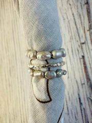 Silver Pearl Stretch Bandana Charm - UnLaced Boutique
