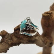Silver Vintage Turquoise & Diamond Ring Set Of 3 - UnLaced Boutique