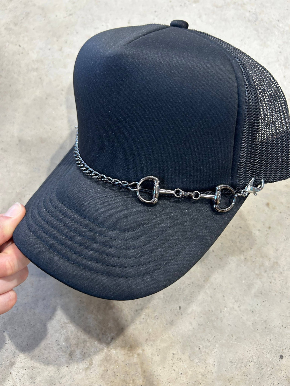 Snaffle Bit Trucker Hat Chain | Western | Rodeo | Hat Bar - Black Aluminum - UnLaced Boutique