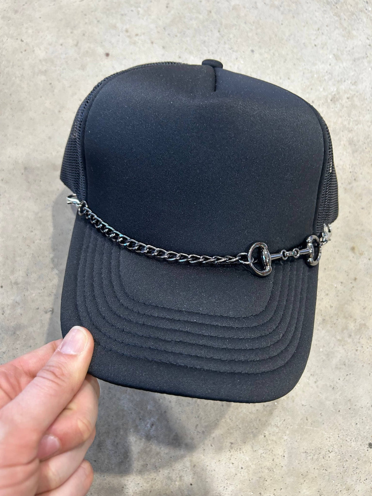 Snaffle Bit Trucker Hat Chain | Western | Rodeo | Hat Bar - Black Aluminum - UnLaced Boutique