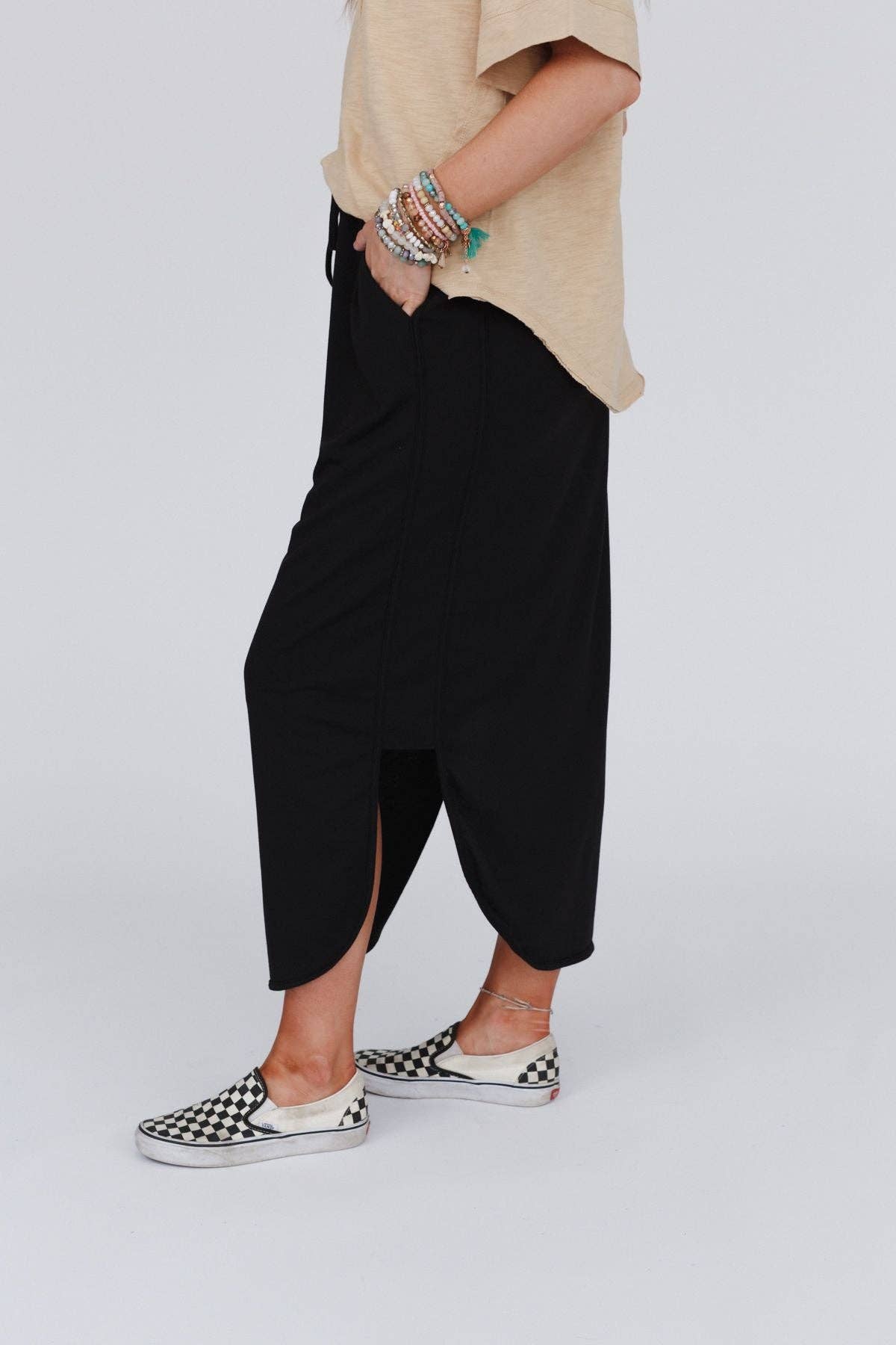 So Comfy Drawstring Maxi Skirt - Black - UnLaced Boutique