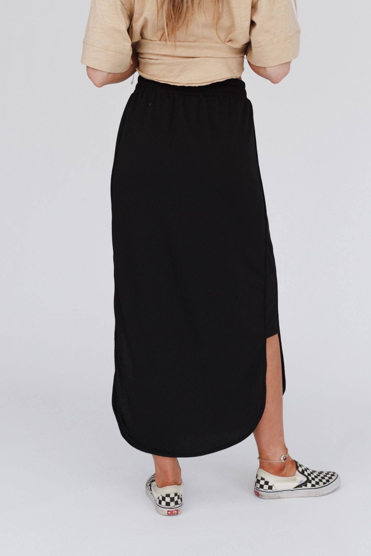 So Comfy Drawstring Maxi Skirt - Black - UnLaced Boutique