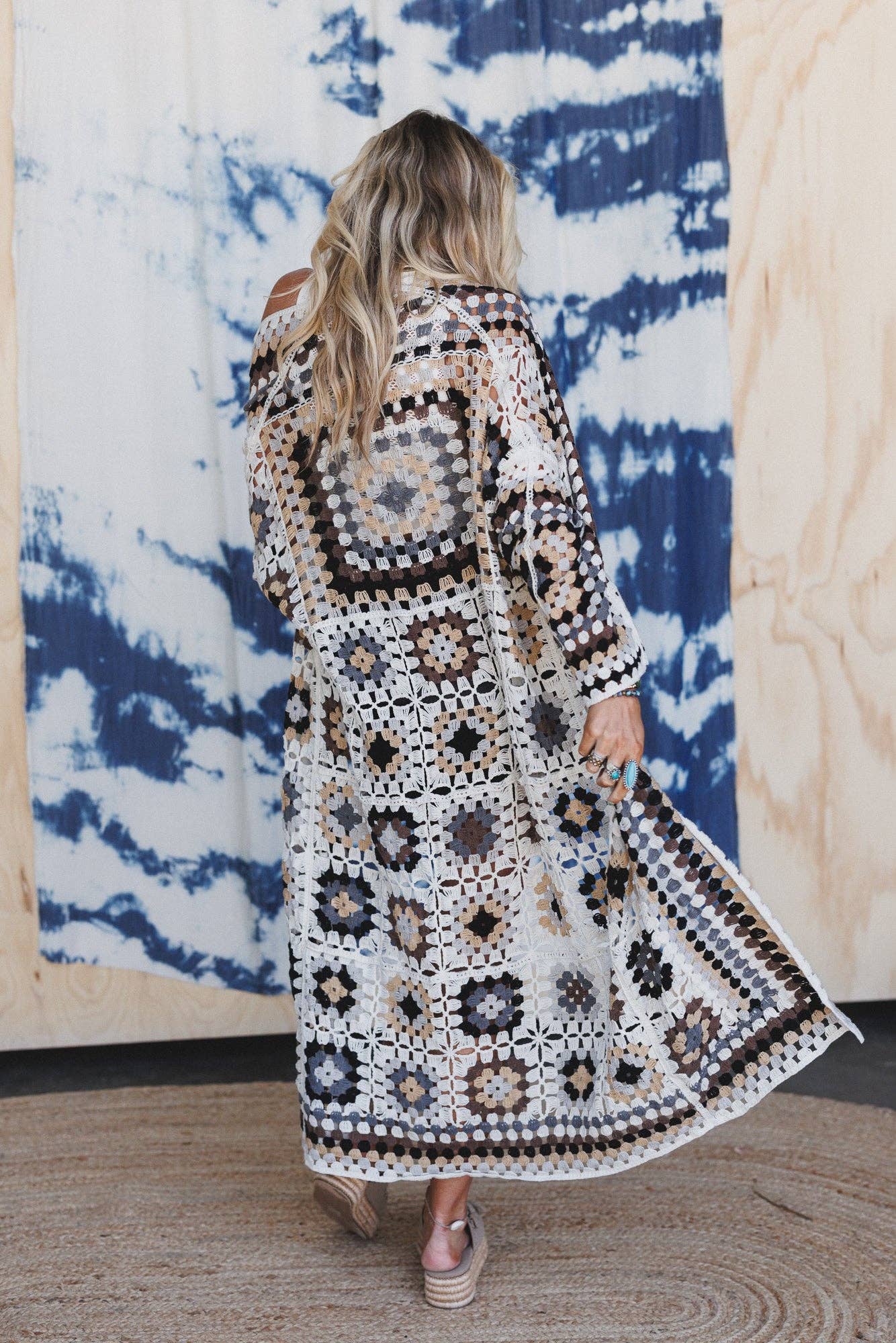 Soulful Wanderer Crochet Duster - Grey Multi - UnLaced Boutique