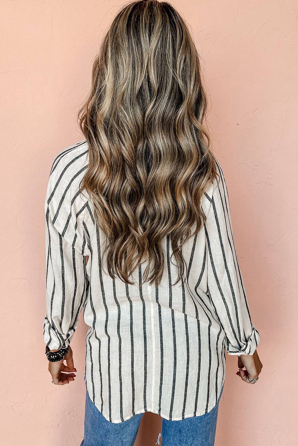 Stripe Chest Pocket Buttoned Oversized Shirt - UnLaced Boutique