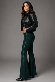 Studded Leopard Bell Bottom Jean - UnLaced Boutique