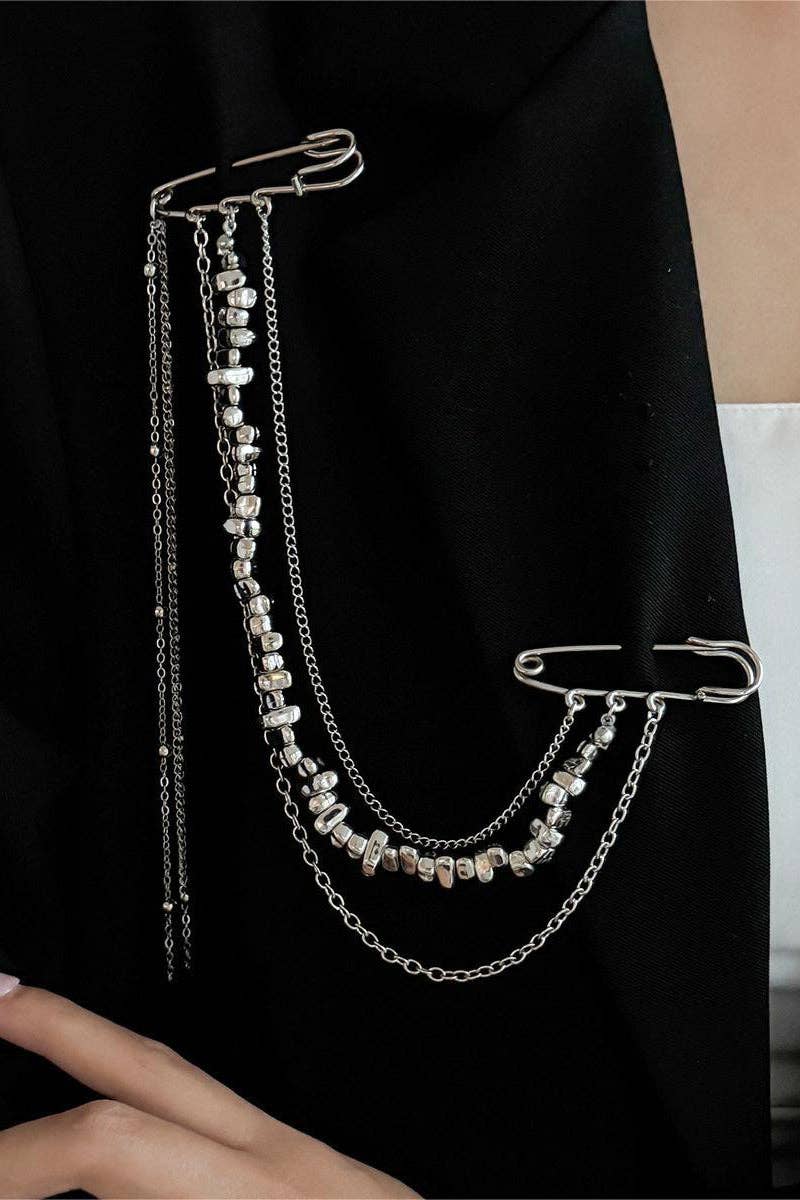 Stylish Pin and Chain Jacket Accessory - UnLaced Boutique