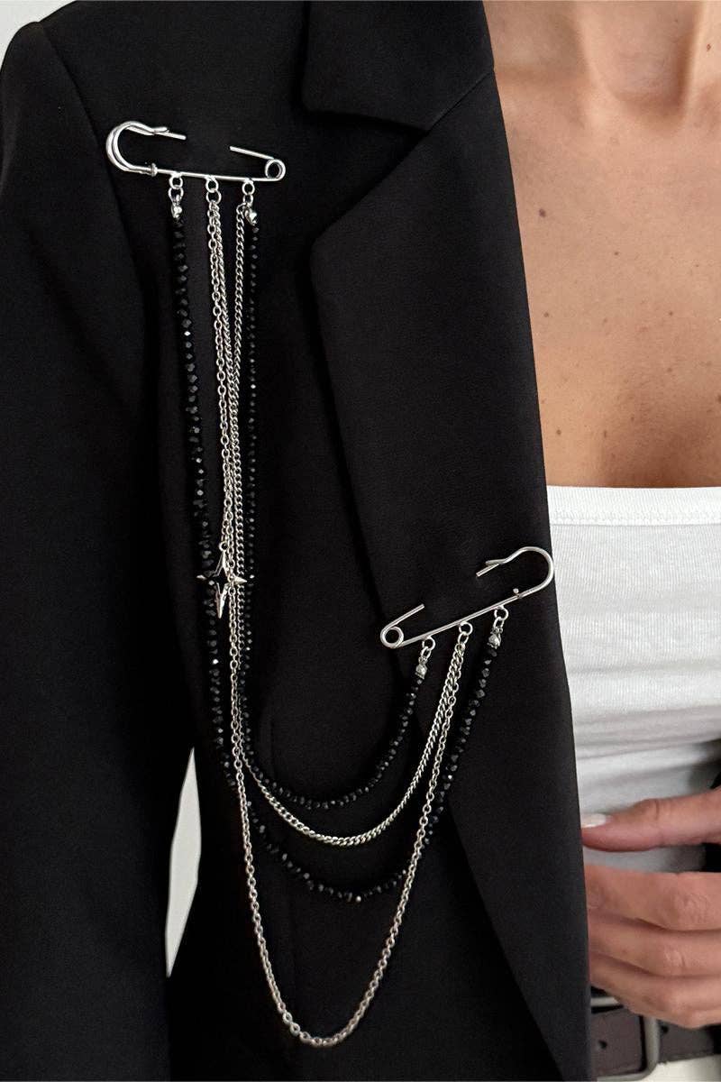 Stylish Pin and Chain Jacket Accessory - UnLaced Boutique