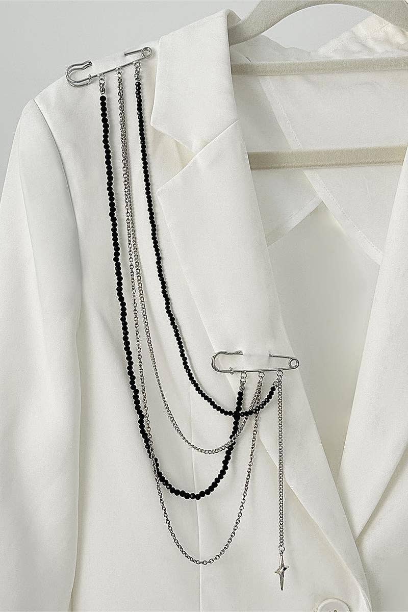 Stylish Pin and Chain Jacket Accessory - UnLaced Boutique