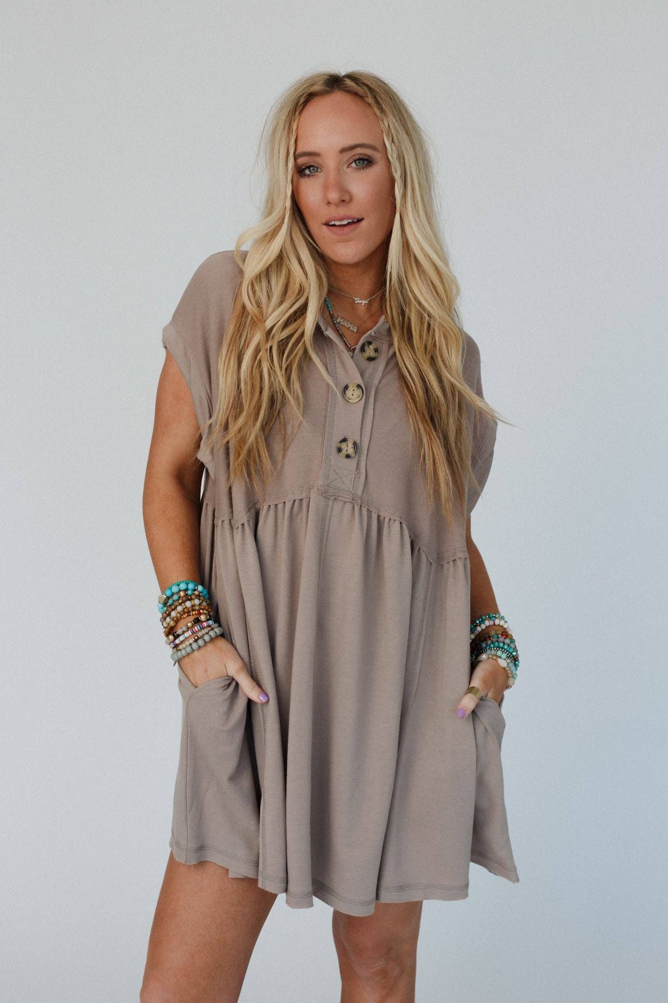 Sweet Nothings Baby Doll Dress - Khaki - UnLaced Boutique