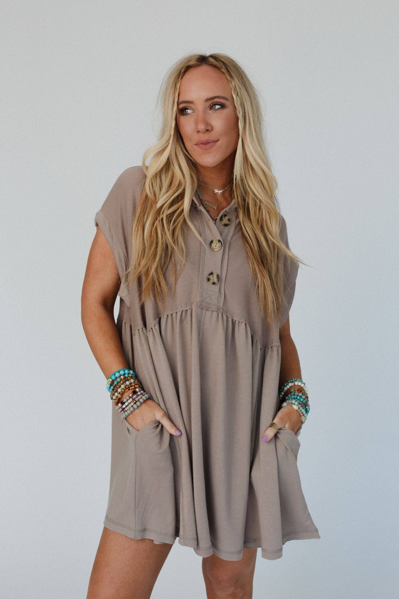 Sweet Nothings Baby Doll Dress - Khaki - UnLaced Boutique