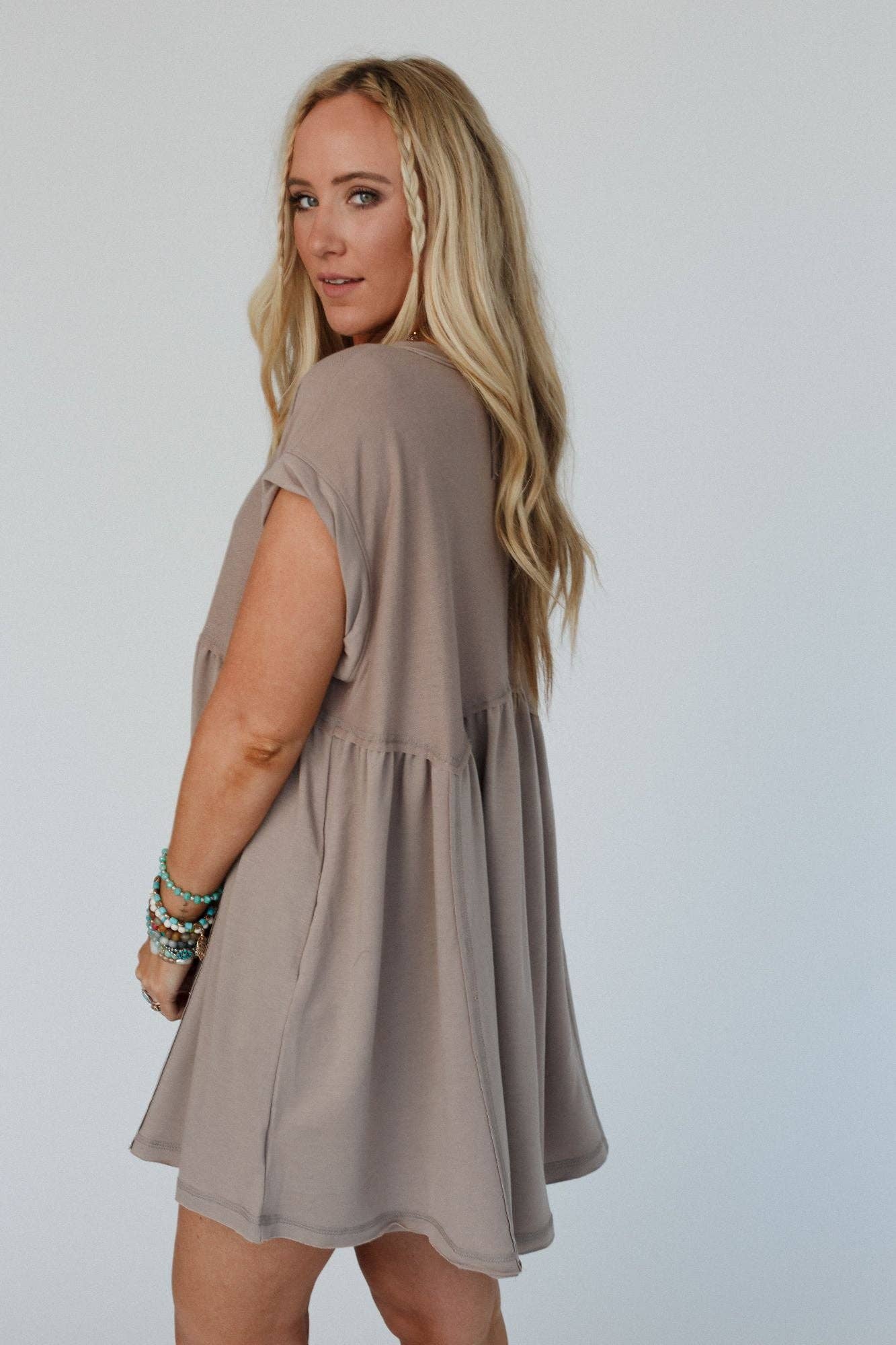 Sweet Nothings Baby Doll Dress - Khaki - UnLaced Boutique