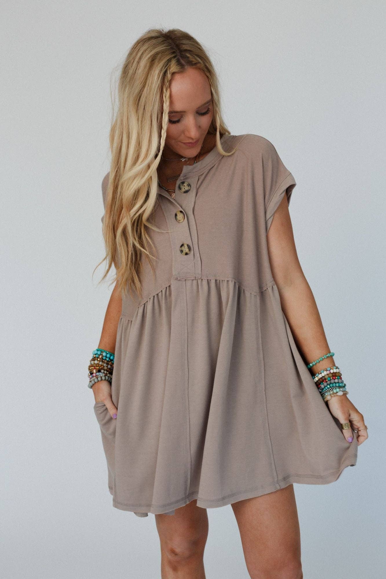 Sweet Nothings Baby Doll Dress - Khaki - UnLaced Boutique
