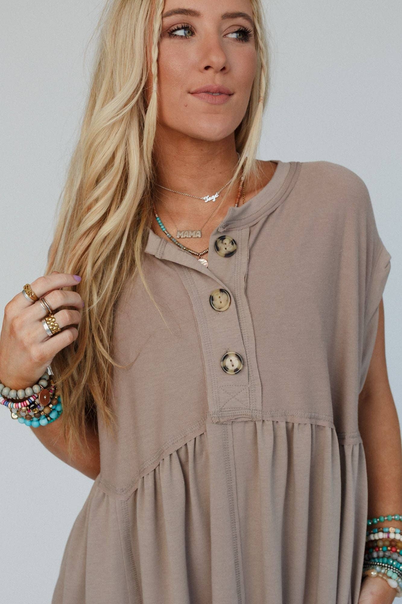 Sweet Nothings Baby Doll Dress - Khaki - UnLaced Boutique