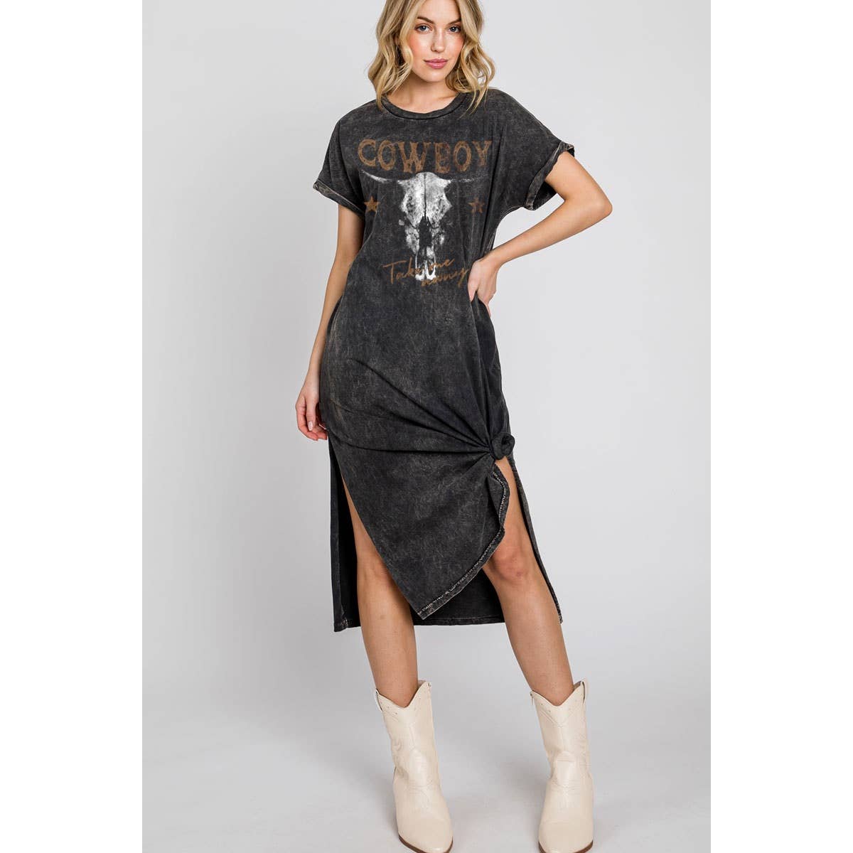 TAKE ME AWAY COWBOY MINERAL GRAPHIC DRESS - UnLaced Boutique
