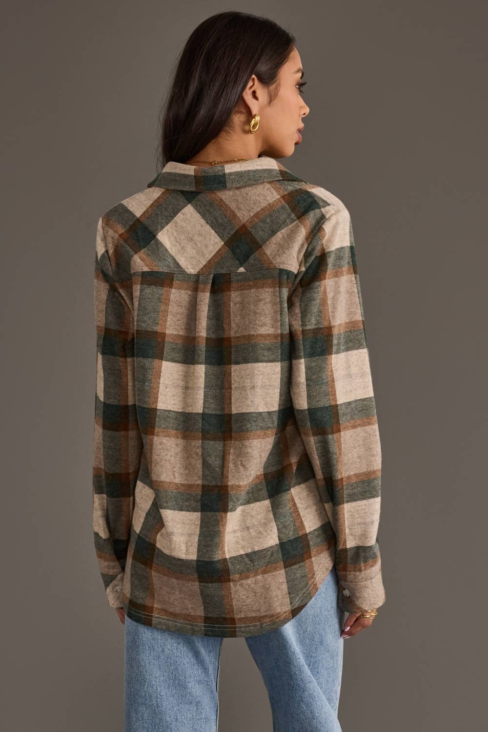 Tan, Dk. Green & Rust Plaid Button Up - UnLaced Boutique