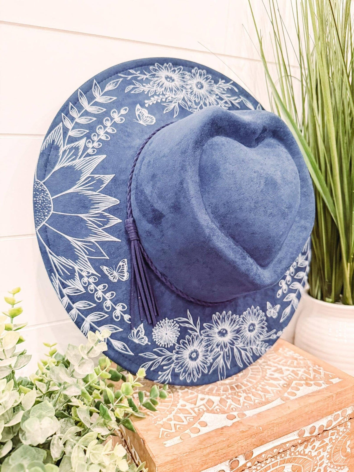 Terra Cotta Floral Print Heart Hat - UnLaced Boutique
