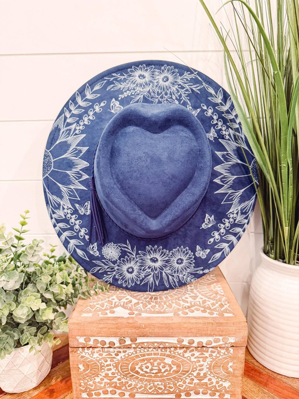 Terra Cotta Floral Print Heart Hat - UnLaced Boutique