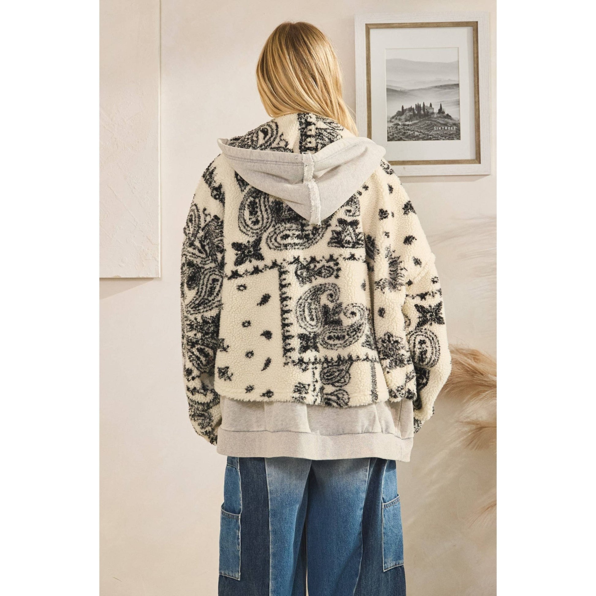 TERRY FLEECE MIX ZIP FRONT JACKET - UnLaced Boutique