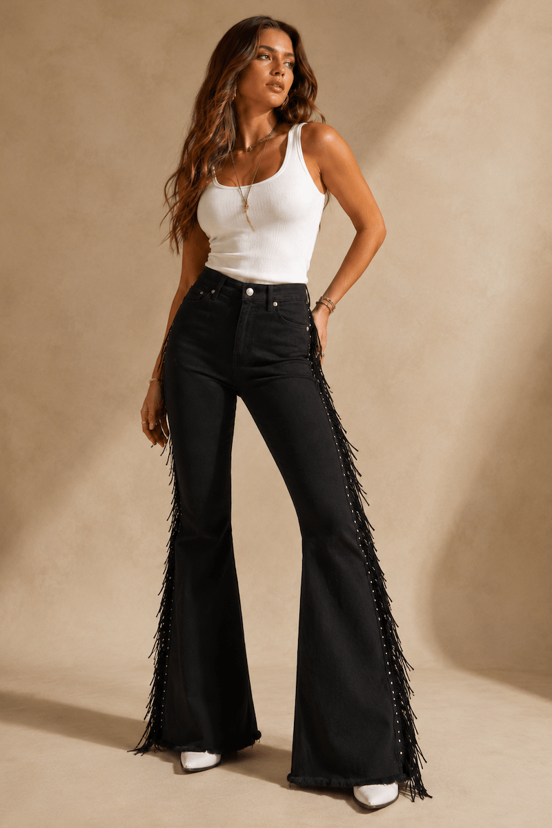Texas Sun Bell Bottom Jean Black - UnLaced Boutique