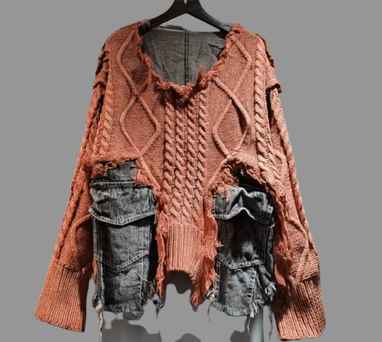 Textured Sweater with Denim Trim - Shacket - UnLaced Boutique