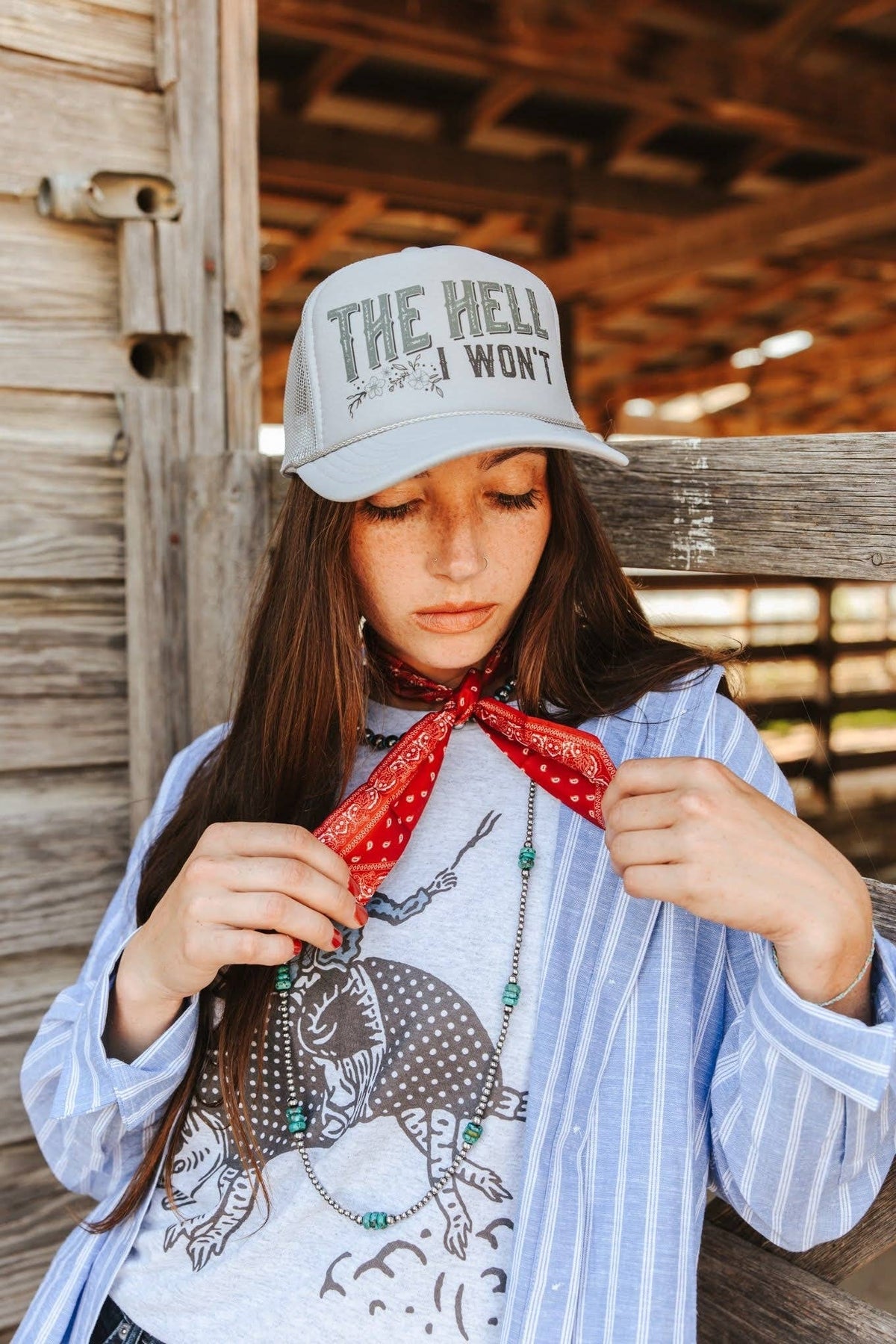 The Hell I Won't Trucker Hat - Grey - UnLaced Boutique
