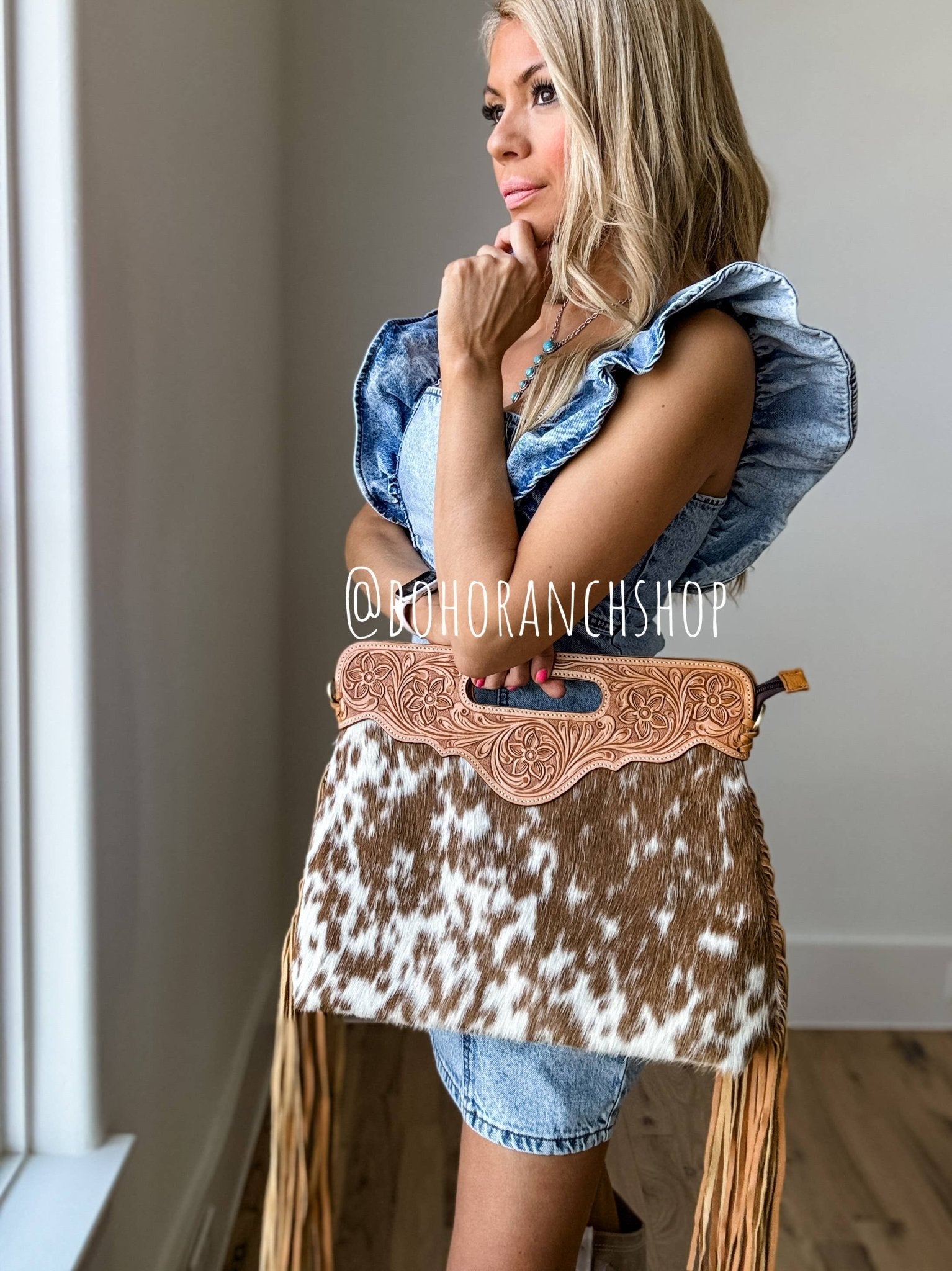The Maggie Cowhide Leather Crossbody + Back zippered pockets - UnLaced Boutique