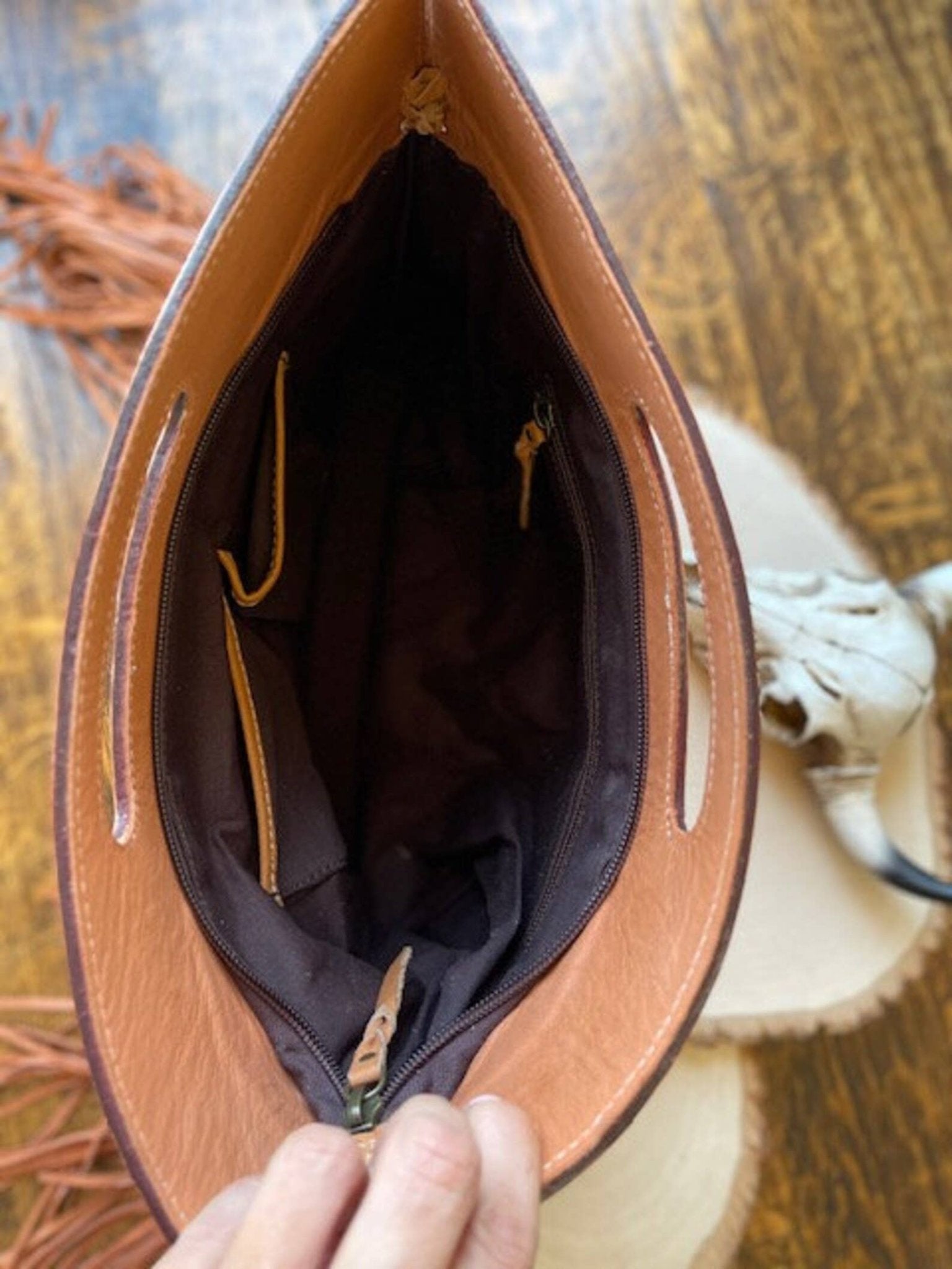 The Maggie Cowhide Leather Crossbody + Back zippered pockets - UnLaced Boutique