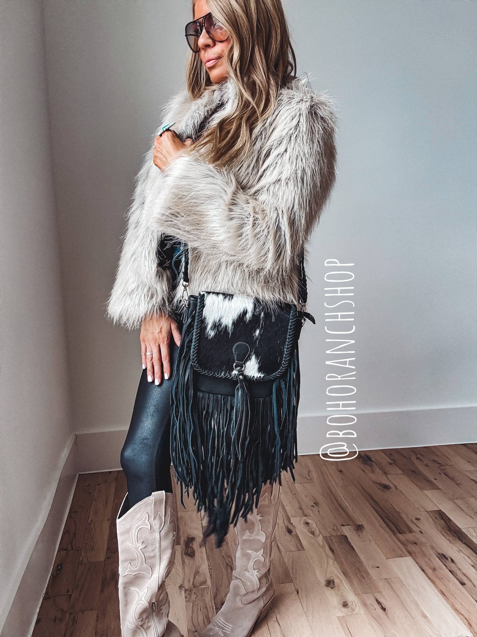 THE NANCY CROSSBODY Genuine Hairon Cowhide Leather Tassel - UnLaced Boutique