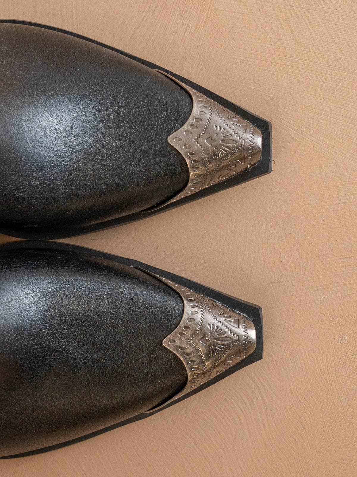 The Zion Black | Elegant Western Bootie Etched Metal Toe - UnLaced Boutique