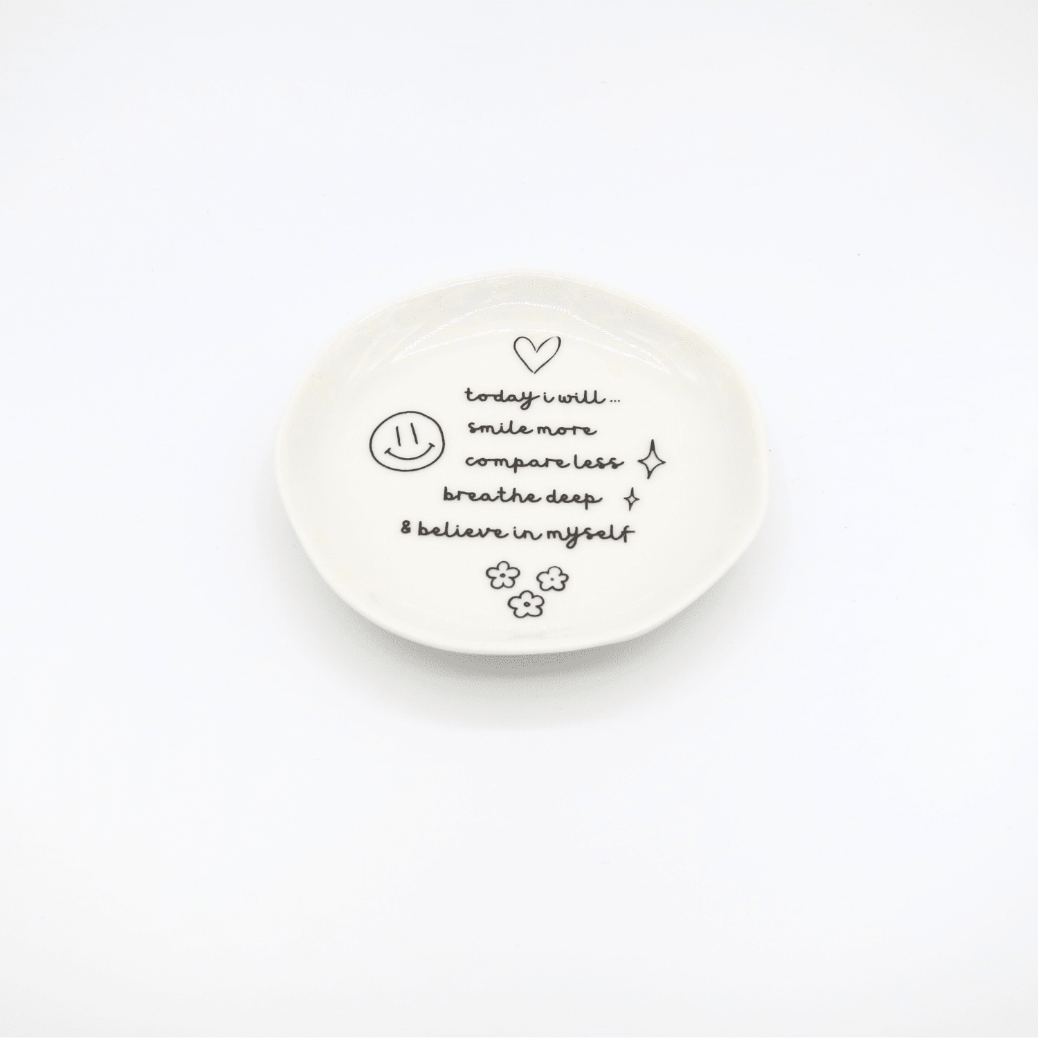 Today I Will Smile More - Organic Round Trinket Tray - UnLaced Boutique