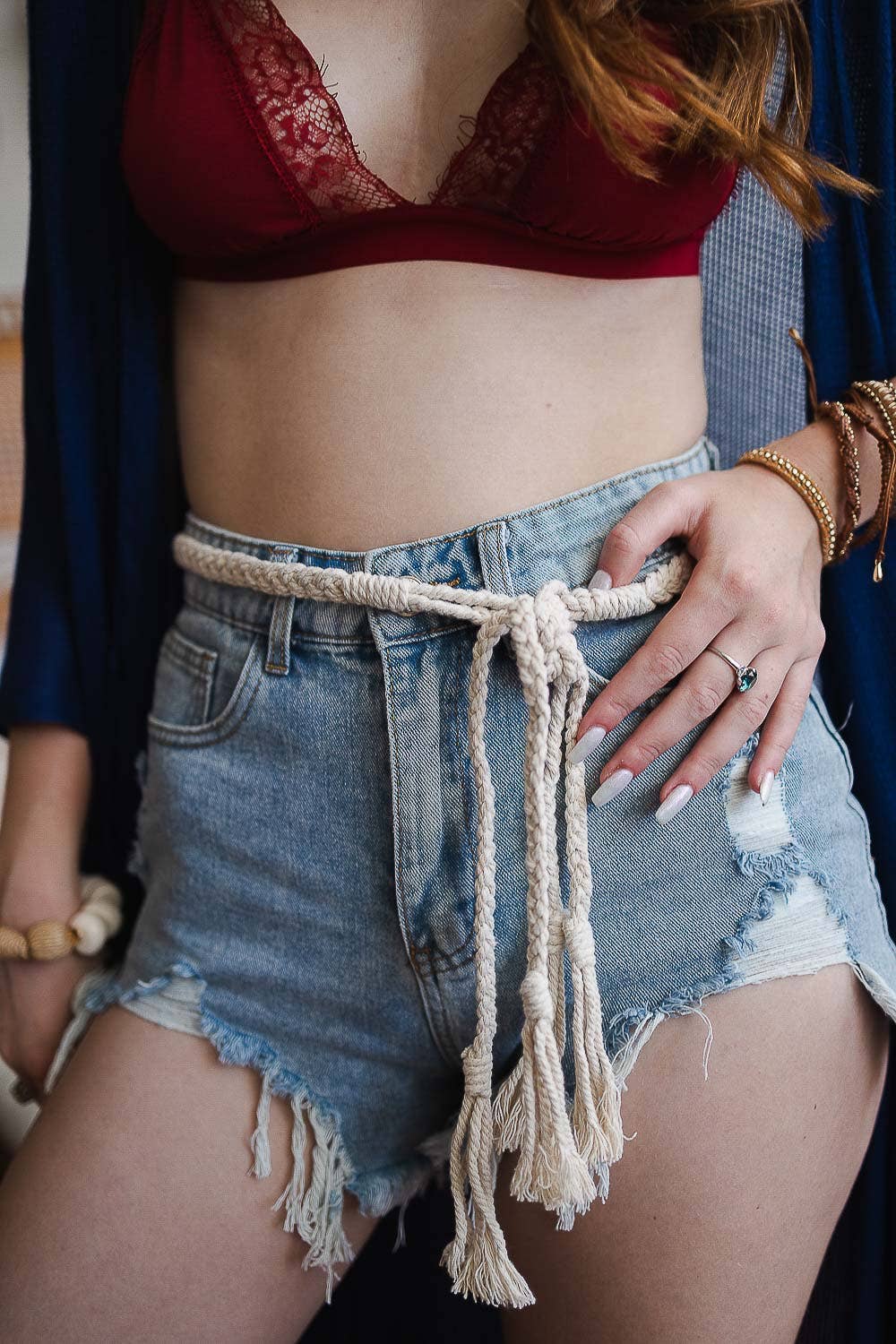 Trendy Western Braided Rope Tie Belt - UnLaced Boutique