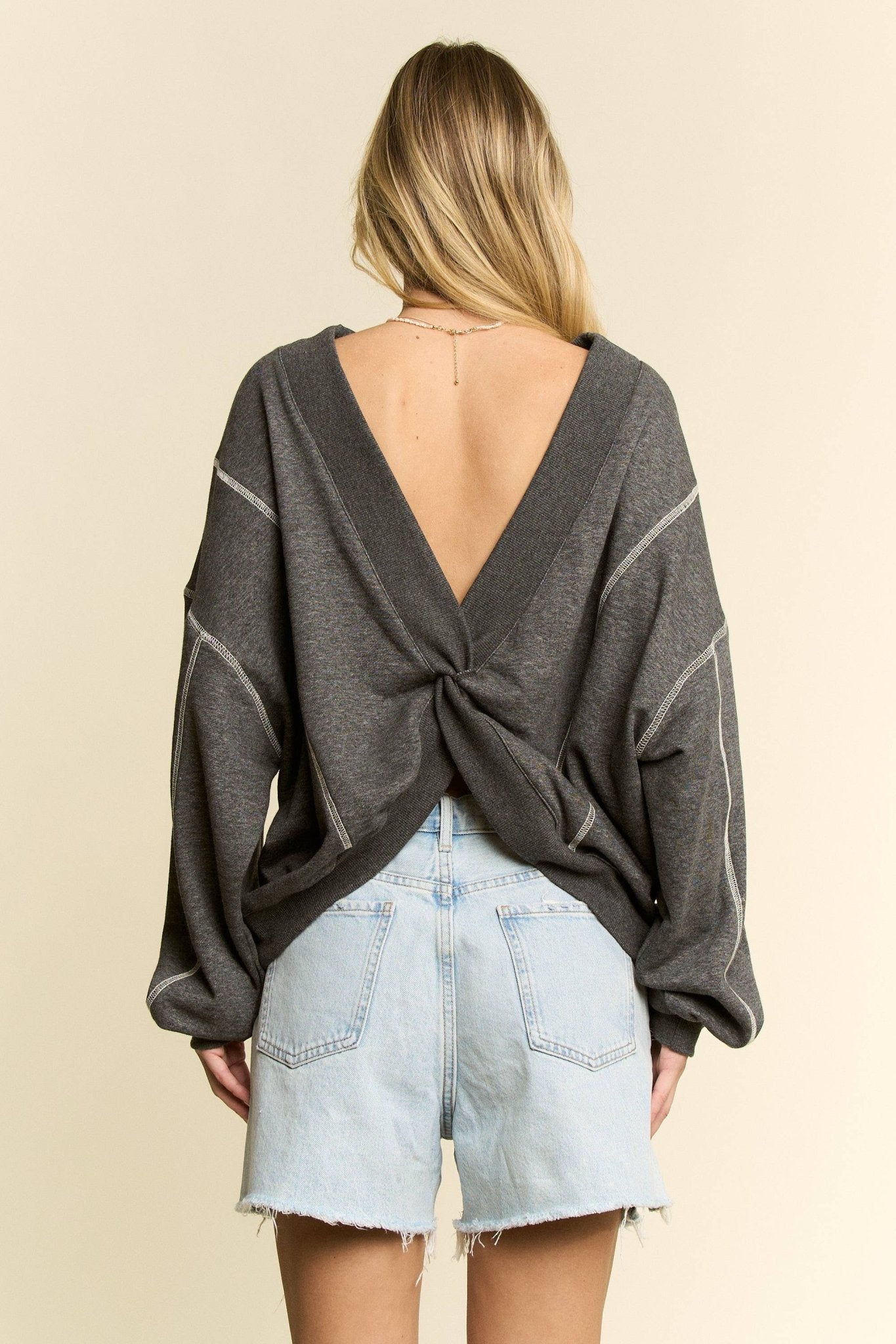 TWIST FRONT LONG SLEEVE TOP - UnLaced Boutique