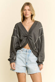 TWIST FRONT LONG SLEEVE TOP - UnLaced Boutique