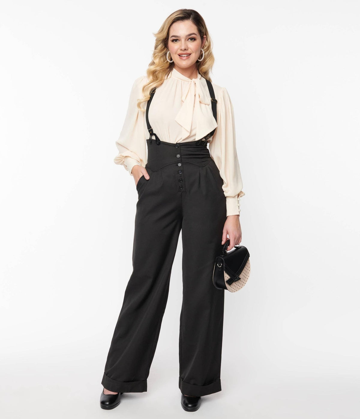 Unique Vintage 1930s Black Thelma Suspender Pants - UnLaced Boutique