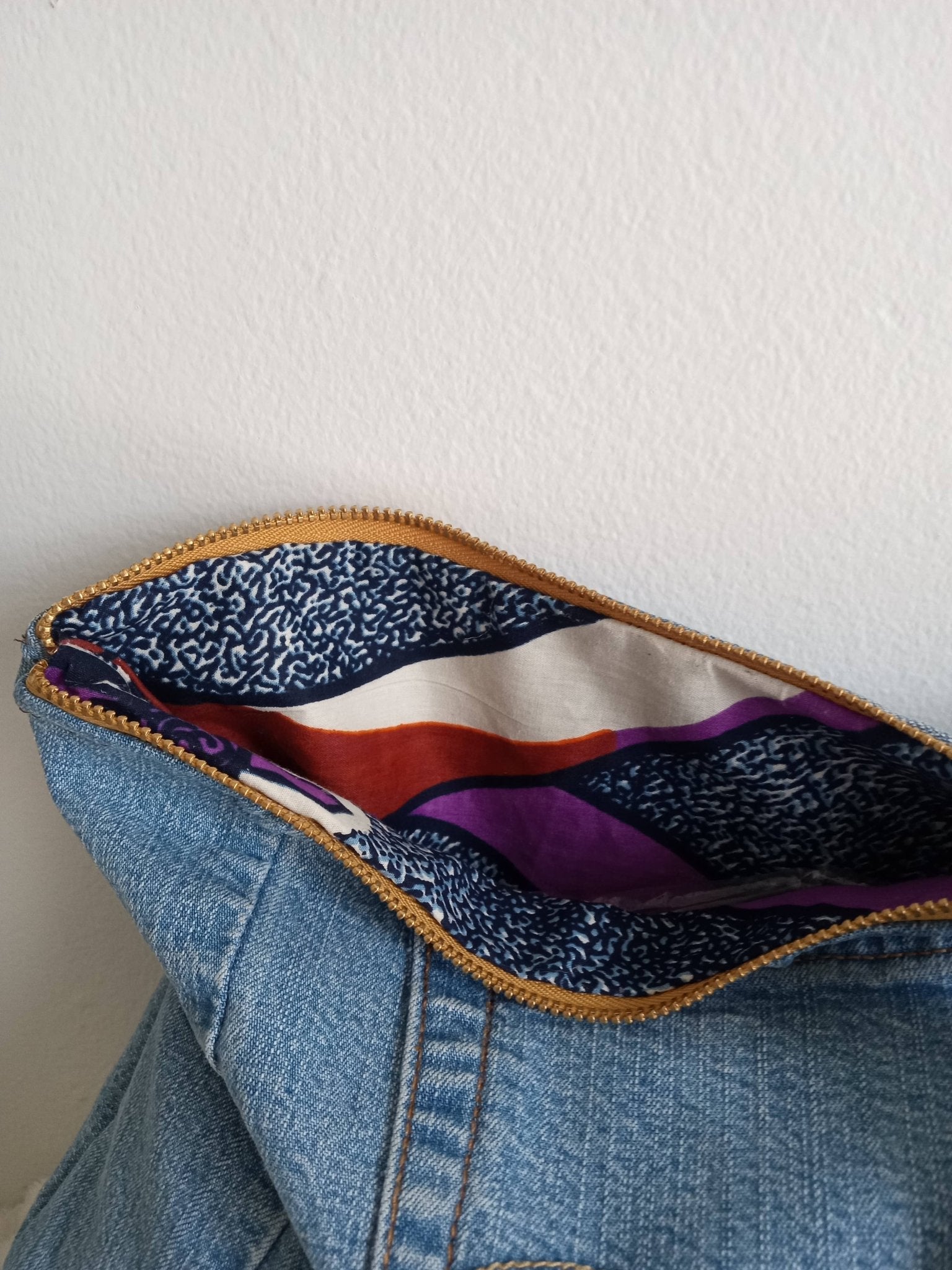 Upcycled Levi Denim Clutch with Tassel - UnLaced Boutique